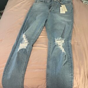 Forever 21 High Rise, Light Blue, Ripped Skinny Jeans